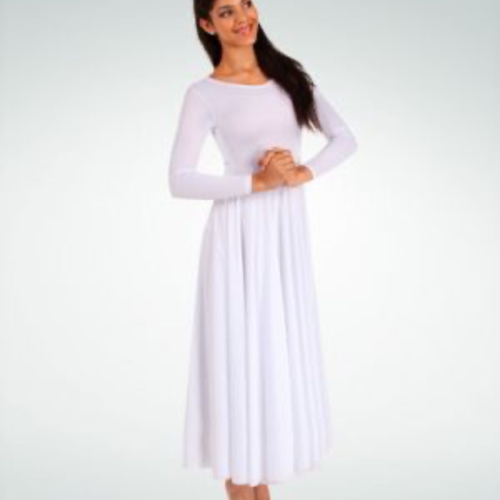 Body Wrappers White Adult Long Sleeve Dance Dress (retails $57)